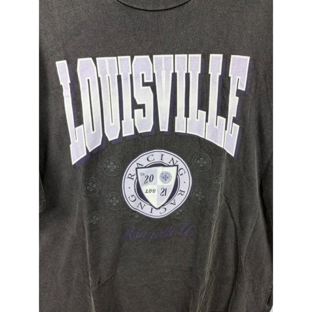 Racing Louisville FC Shirt Womens Small Grey Shield Graphic Tee Soccer Fan Gear - Picture 3 of 7